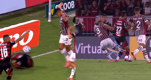 Absurdo! Bruno Henrique leva chute na área, e o juiz ignora pênalti para o Flamengo