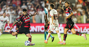 Arrascaeta marca gol em jogo do Flamengo e se torna artilheiro do Brasileirão 2025