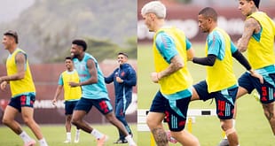 Filipe Luís define time titular para jogo do Flamengo x Santos em treino deste sábado