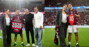 Arrascaeta recebe homenagem no Maracanã antes de jogo do Flamengo x Santos