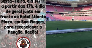 Torcida do Flamengo em Pernambuco prepara ‘AeroFla’ para receber time antes de jogo com Sport