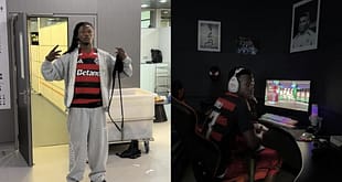 Astro da Seleção Francesa aparece com a camisa do Flamengo em publicação de Vini Jr