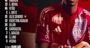 SAIU! Flamengo divulga escalação para jogo contra o Fluminense com Andrew entre os titulares