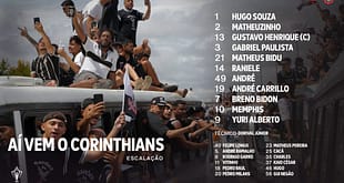 Veja escalação do Corinthians para jogo contra o Flamengo, pela Supercopa do Brasil